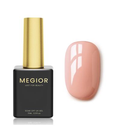 MEGIOR Pink Gel Nail Polish 15ml Salmon Pink Gel Polish 1PCS Soak Off UV LED Nail Gel Polish for Nail Art Manicure Salon DIY Home for Women Girls Nails