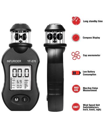 Handheld Wind Measuring Device - Infurider YF-876 Digital Anemometer for Outdoor Activities HVAC & Drones | Accurate Wind Speed & Compass - Buy Online on GoSupps.com