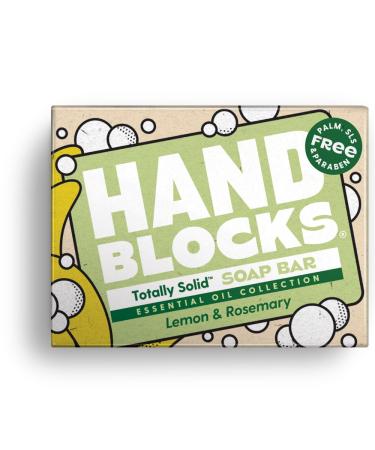 Hand Blocks: Lemon & Rosemary - Cold Processed Natural Soap Bars - Plastic Palm SLS SLES & Paraben Free