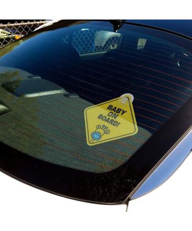 WildAuto Baby on Board Sign for Car - 2pcs Yellow Kids Safety Warning with Suction Cups - Buy Online on GoSupps.com