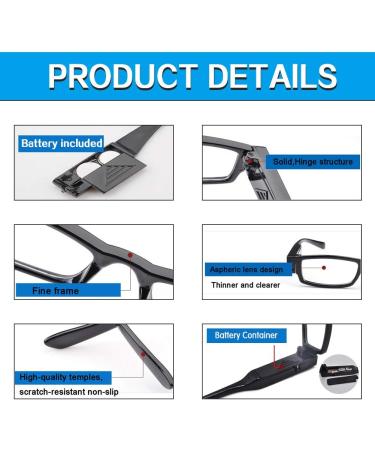 Buy Bright LED Readers with Lights - Compact Full Frame Reading Glasses +1.5 Magnifier for Clear Vision - Unisex Nighttime Eyewear - Buy Online on GoSupps.com