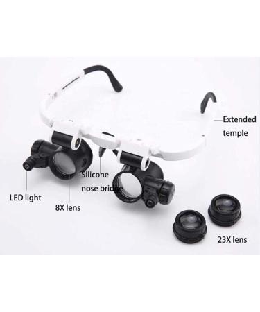 Lighted Headset Magnifying Glasses 8X 23x with 2led Lights Head-Free Magnifier Loupe for Electronics Eyelash Crafts Circuit Watch Repair A/A - Buy Online on GoSupps.com