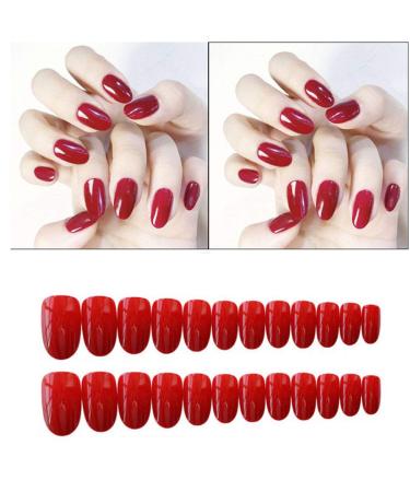 Brishow 24pcs Pink Coffin Shape Short Oval Artificial Acrylic Stick-On Nails for Women & Girls - Shop Internationally! - Buy Online on GoSupps.com