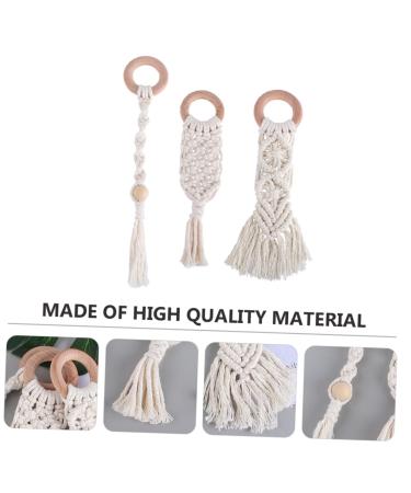 Ibasenice 3 Pcs Wooden Bite Toys for Toddlers - Cotton Rope Molar Grinding Sticks - Safe Beech Teething Toys Online - Buy Online on GoSupps.com