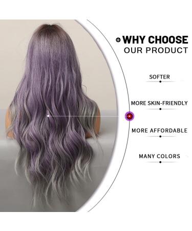 Esmee Ombre Purple to Gray Wigs for Women | Heat-Resistant Synthetic Long Wavy Hair for Daily Wear Parties & Cosplay - Buy Online on GoSupps.com