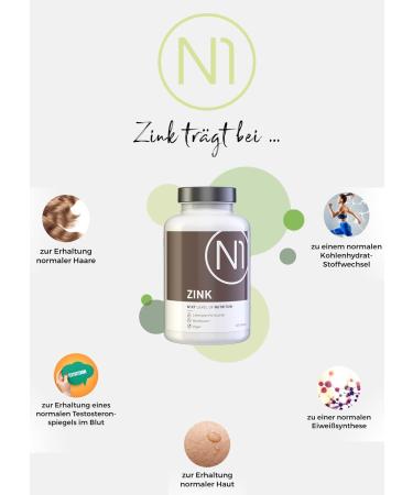 N1 Zinc Tablets 25mg - 5x365 St. Vegan Annual Supply | High Dose Zinc for Immune Support | Best Bioavailability - 1825 Pieces - Buy Online on GoSupps.com