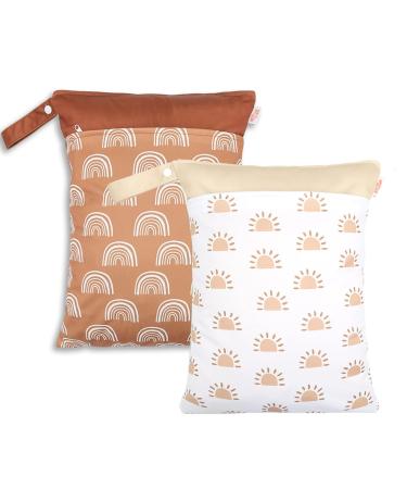 Seaur Naspasche Kita kindergarten Groß Dry Wet Bag Baby diaper bag for on the way Waterproof wet bag zipper Washable reusable Organizer bag travel sport pool - 2 pieces 30*40cm D01 2 pieces 30*40cm