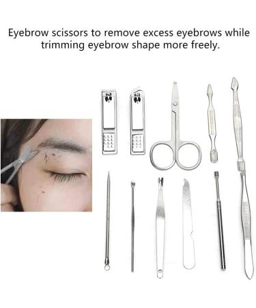 11pcs Stainless Steel Nail Grooming Kit Nail File Nail Clipper Ear Pick Eyebrow Clip Tool Set Manicure Facial Beauty Care Tool with Storage Bag - Buy Online on GoSupps.com