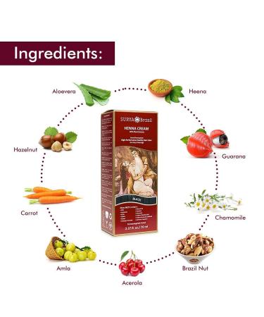 Surya Brasil Henna Cream Black 2.37 oz - Natural Hair Dye (Pack of 1) - Buy Online on GoSupps.com