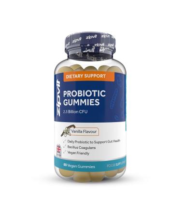 Probiotic Gummy 2.5 Billion CFU 60 Vegan Gummies Probiotic Gummy for Adults Supports Digestion and Gut Health Contains Bacillus Coagulans Strain Vanilla Flavour UK Supplier Probiotic Gummy - 60 Pack