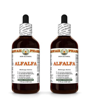 Hawaii Pharm Alfalfa Alcohol-Free Liquid Extract Alfalfa (Medicago Sativa) Sprouting Seed Glycerite Natural Herbal Supplement 2x4 oz 8 Fl Oz (Pack of 1)