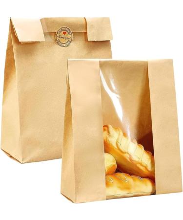 50Pcs Bread Bake Bag Clear Window Sealing Grease Proof Kraft Paper Bag For Food Snacks Cookie Coffee Kitchen Accessory Oil Proof Bag - Buy Online on GoSupps.com