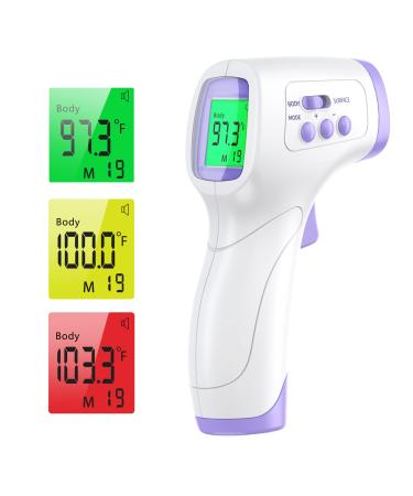 IDOIT Forehead Thermometer, Infrared Touchless Thermometer for Adults and Kids with Instant Accurate Reading, Dual Modes, Fever Alarm, 99 Memory 2 in 1 Modes for Face Ear Body and Object Surface Purple