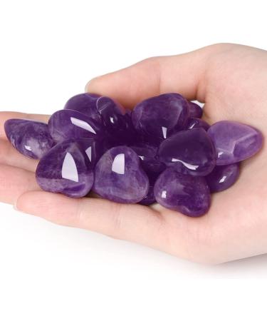 XIANNVXI 10 Pcs Amethyst Crystal Heart Stones - Natural Polished Pocket Gemstones for Reiki Healing and Gifts - Buy Online on GoSupps.com