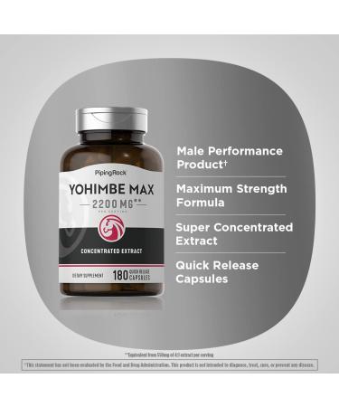 Piping Rock Yohimbe Capsules 2200mg 180 Count | Non-GMO Gluten Free Supplement - Buy Online on GoSupps.com