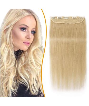 Hair parts real hair clip in extensions real hair 1PC 5Clips thick hair extension 7a human hair soft hair extensions 25cm-613# bleach blonde
