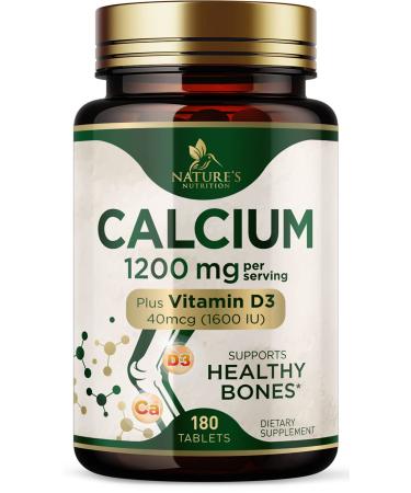 Nature s Calcium 1200mg Plus 1600 IU Vitamin D3 Immune Support & Bone Health Support Supports Bone Strength - Calcium Carbonate 1200 mg - Dietary Nutrition Supplement Non-GMO - 180 Tablets 180 Count (Pack of 1) - Buy Online on GoSupps.com