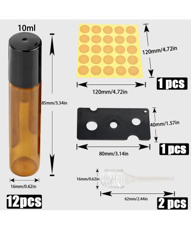 Essential Oil Roller Bottles 12Pcs 10ml Empty Rollerball Bottle Roll on Bottles with Stainless Steel Roller Balls Amber Glass Roller Bottles for Essential Oils Perfumes Cosmetics Aromatherapy Massage 10ml 12pcs Brown - Buy Online on GoSupps.com