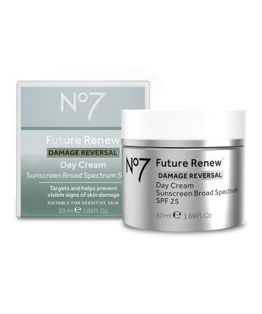 No7 Future Renew Damage Reversal Face Cream with SPF 25 - Anti Aging Face Moisturizer with Skin Firming Benefits - Formulated with Peptide Technology to Protect Repair & Intensely Hydrate (1.69 Oz) 1.69 Ounce (Pack of 1)