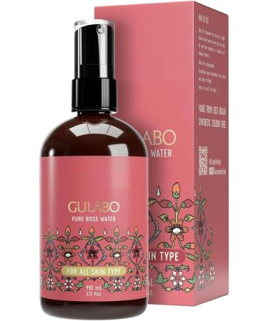 DX Gulabo Premium Eau de Rose 110ml | Skin Toner Face & Hair | Paraben Free Alcohol Free | Balances & Restores Skin pH Levels | For All Skin Types