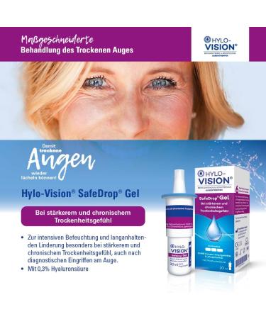 Hylo-Vision Safedrop Gel Eye Drops - Relief for Dry Eyes Preservative-Free Contact Lens Safe 2x10 ml - Buy Online on GoSupps.com