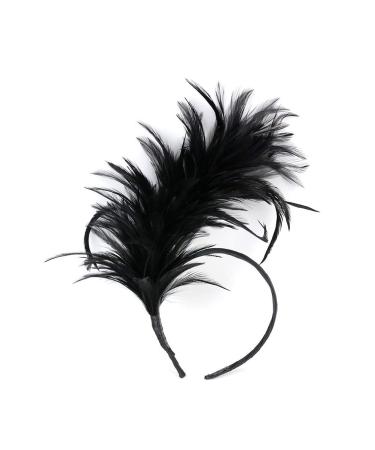 Lurrose 20s Feather Headband - Vintage Black Hairband for Weddings & Gatsby Parties | International Shipping Available - Buy Online on GoSupps.com