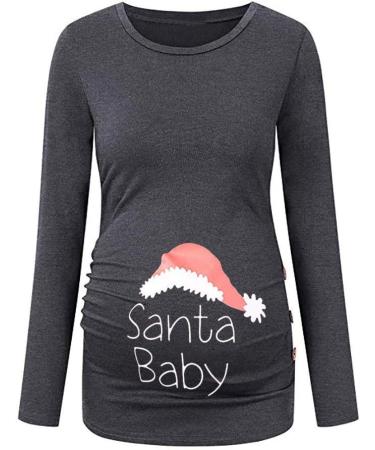 Pregnant Deer Christmas Maternity Hooded Top - XL Grau-2 | Winter Warm Long Sleeve Pullover - Buy Online on GoSupps.com