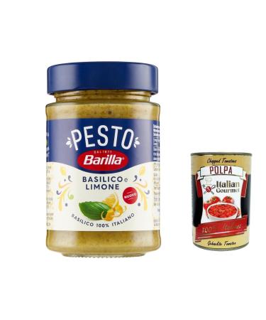 Italian Gourmet E.R. Barilla Basil and Lemon Pesto 6-pack of gluten-free Italian pasta sauces with a hint of lime/lemon and basil pasta sauce green pesto + gourmet Italian polpa 40g