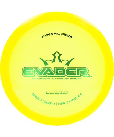 Dynamic Discs Lucid Evader Fairway Driver Disc Golf Disc | Controllable Speed and Excellent Glide | Easy-to-Throw Fairway Disc Golf Disc | 170g Plus | Stamp Color Will Vary Yellow
