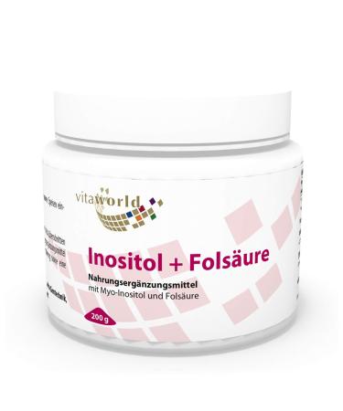 Vita World Pack of 3 Inositol + Folic Acid, 3 x 200 g Powder, Made in Germany
