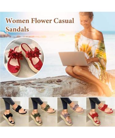 Women s Floral Plateau Wedge Sandals | Casual Beach & Hiking Flip Flops - Gray 36-37 EU - Buy Online on GoSupps.com