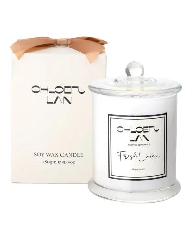 Chloefu lan white linen high -fragrant candle luxury fragrant sojaglas candle natural soybeans for house spring candles gifts for women 280g 65 hours white linen 280g