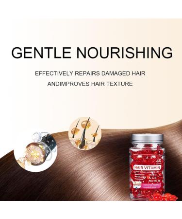 Hair Treatment Serum & Vitamins A C E Pro B5 - 50 Capsules | No Rinse Essence for Frizzy Dry Damaged Hair | Argan Avocado & Moroccan Oil (40pcs) - Buy Now - Buy Online on GoSupps.com