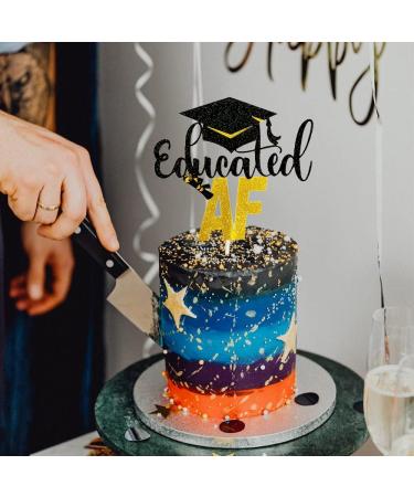 GotGala Educated AF Cake Topper Gold Glitter Graduation Cake Topper for Class of 2022 High School Graduation Grad Party Decorations - Buy Online on GoSupps.com