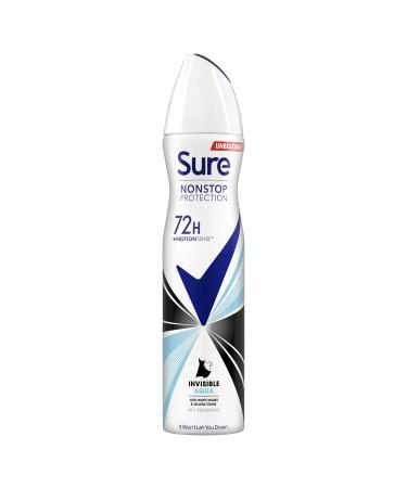 Sure Invisible Aqua Nonstop Protection leaves no white marks or yellow stains on clothes Anti-perspirant Deodorant Aerosol 72h protection anti-perspirant deodorant spray 250 ml