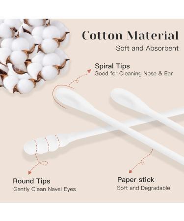 MEIPO Spiral Head & Ear Spoon Cotton Swab Buds (4Pack-800pcs) - Gentle Makeup Removal & Ear Cleaning - Buy Online on GoSupps.com