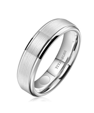 JEROOT Titanium Magnetic Rings for Men Women Step Edge Sleek Design Magnetic Rings 2 Strong Magnets with Jewelry Gift Box Silver 5mm R 1/2(3500 Gauss) Silver-5mm R 1/2