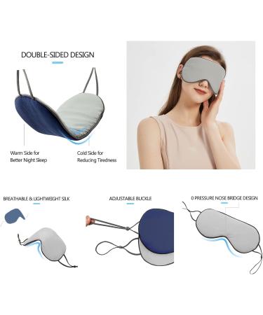 GOLDORANGE Sleep Mask with Adjustable Ear Loops, 6 Pair Earplugs, Two-Sided Fabric, Navy & Grey, for Women Men Side and Back Sleepers - 1 Count - Buy Online on GoSupps.com