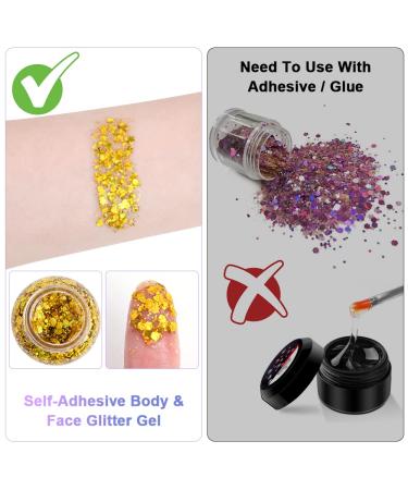 Uraqt Body Glitter Gel | Chunky Glitter & Lotion for Face Hair Lips | Sparkling Mermaid Makeup for Festivals (Gold) - Buy Online on GoSupps.com