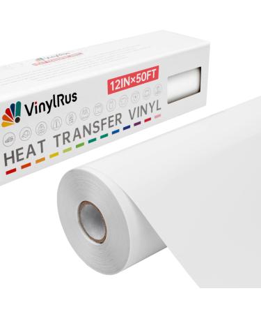 VinylRus Heat Transfer Vinyl-12 x 50ft White Iron on Vinyl Roll for Shirts, HTV Vinyl for Silhouette Cameo, Cricut, Easy to Cut & Weed - Buy Online on GoSupps.com