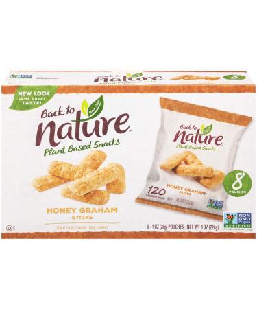 Back to Nature Cookies, Non-GMO Honey Graham Stick, 1 Ounce Grab & Go Bags, 8 Count Honey 1 Ounce (Pack of 8)