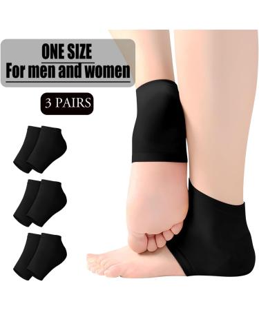 Jootuepo Gel Socks - 3 Pairs Soft Open Toe Heel Socks for Cracked Skin - Foot Care Treatment (Black) - Buy Online on GoSupps.com