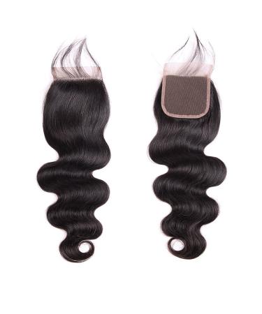 Mila Real Hair Lace Closure (4 " 4") Free Part Body Wave Brazilian Virgin Hair Human Remy Hair Lace Closure Natural Black Hair 20 "/50cm 50cm Free Part