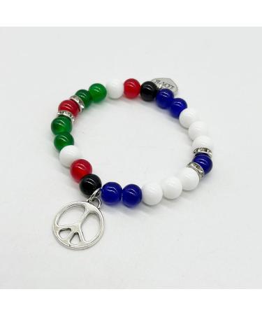 Vsilay Y2K Cool Girl Acrylic Beads Bracelets - Love & Peace Stacked Couple Bracelets | Trendy Flag Color Heart Accessories - Buy Online on GoSupps.com