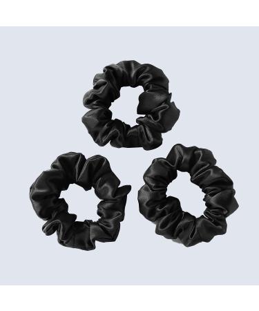 ZIMASILK 100% Mulberry Silk Hair Scrunchies Best For Women And Girls Hair.19MM Elastic Hair Bands for Ponytail Holder.Gentle And No hurt. (3 Pack Black)