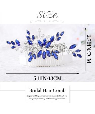 IYOU Women Bridal Hair Comb Blue Flower Hair Piece Party Wedding Hair Accessories for Bride and Bridemaids - Buy Online on GoSupps.com
