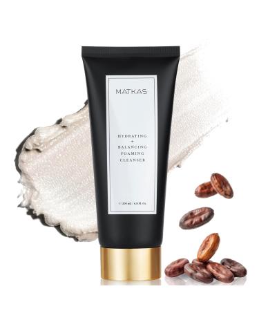 MATKAS Korean Facial Cleanser with Cocoa Seed Extract 6.8 Fl. Oz. - Low pH Hydrating Korean Skin Care Foaming Face Wash for Dry Skin Face Makeup Remover Cleanser for Sensitive Oily Skin + Ceramides