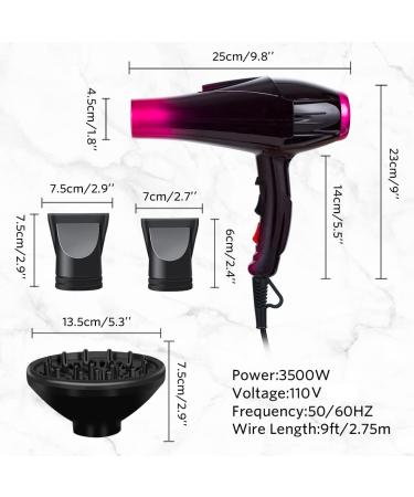 Ionic Professional Hair Dryer with Diffuser - 3500W Salon-Quality Hot Air Styler for Ultimate Hair Care - International Shipping Available - Buy Online on GoSupps.com