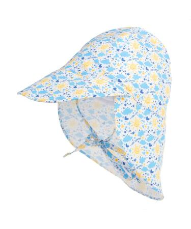 LACOFIA Baby Sun Protection Beach Hat Toddler Super Soft Adjustable Flap Cap Kids Summer Visor Cap 6-18 Months A-Sunny