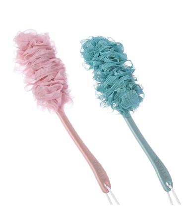 Loofah Back Scrubber for Shower - Long Handle Bath Body Brush Sponge 2 Pieces 2 Count (Pack of 1)